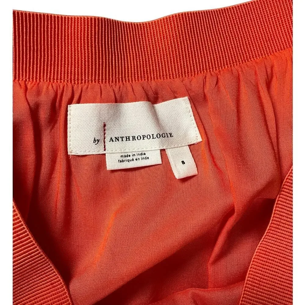 Anthropologie Orange Tiered Maxi Skirt Size Small Pull-On Mesh Overlay Boho Flow